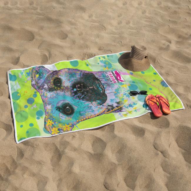 Preview: Badehandtuch Mojito – Popart-Hundemotiv, 75x165 cm, 100 % Polyester, weich & schnelltrocknend